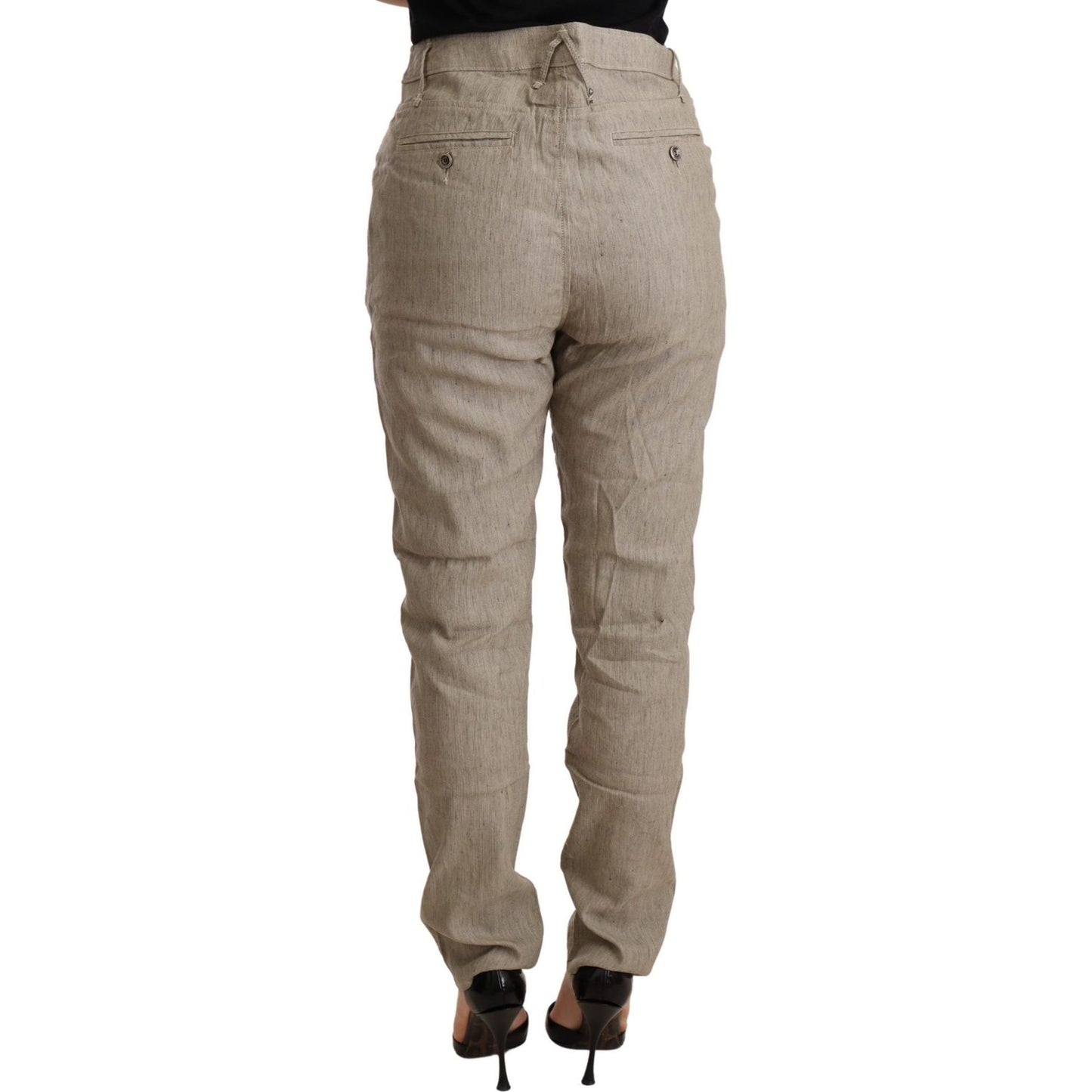 CYCLE Beige Mid Waist Casual Baggy Stretch Trouser CYCLE