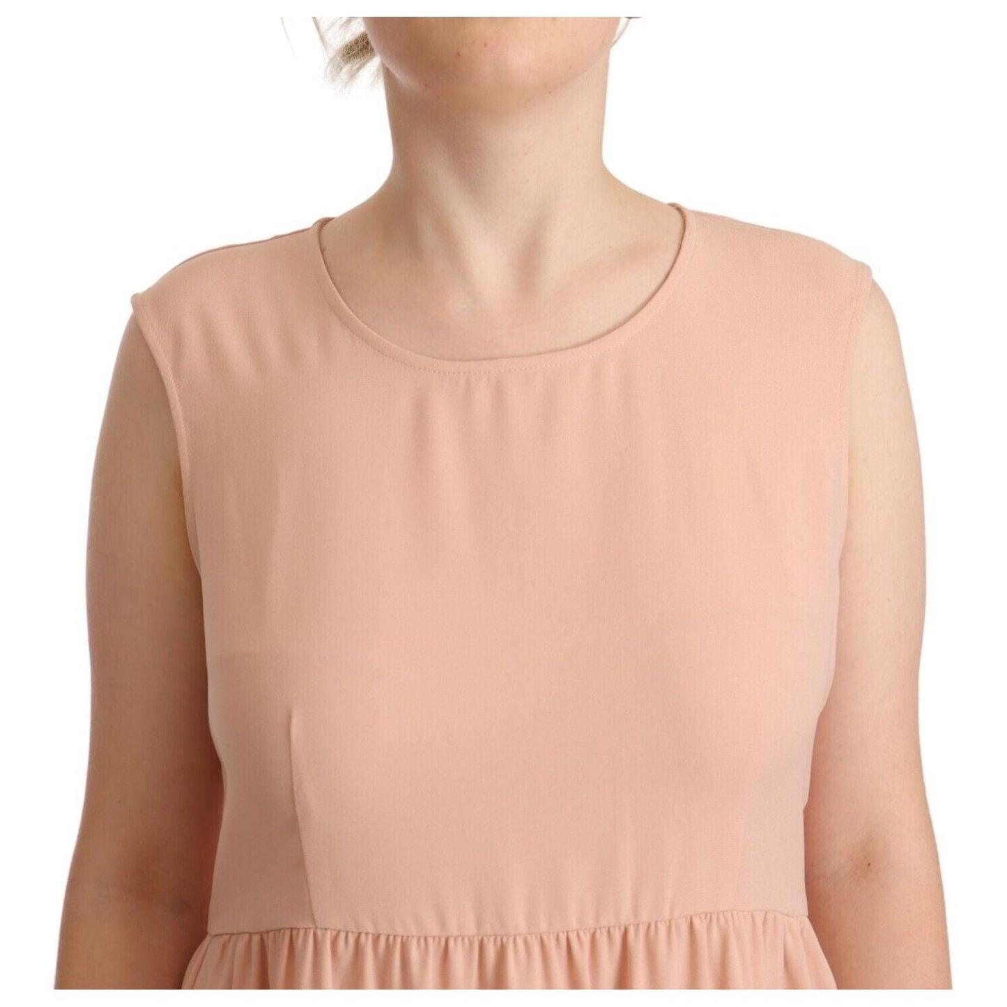 Twinset Beige Polyester Sleeveless Shift Knee Length Dress Twinset