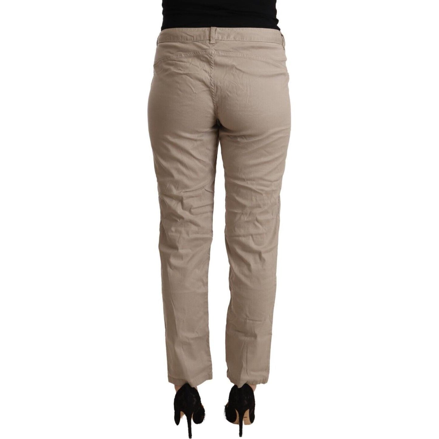 Acht Beige Tencel Mid Waist Tapered Casual Pants Acht