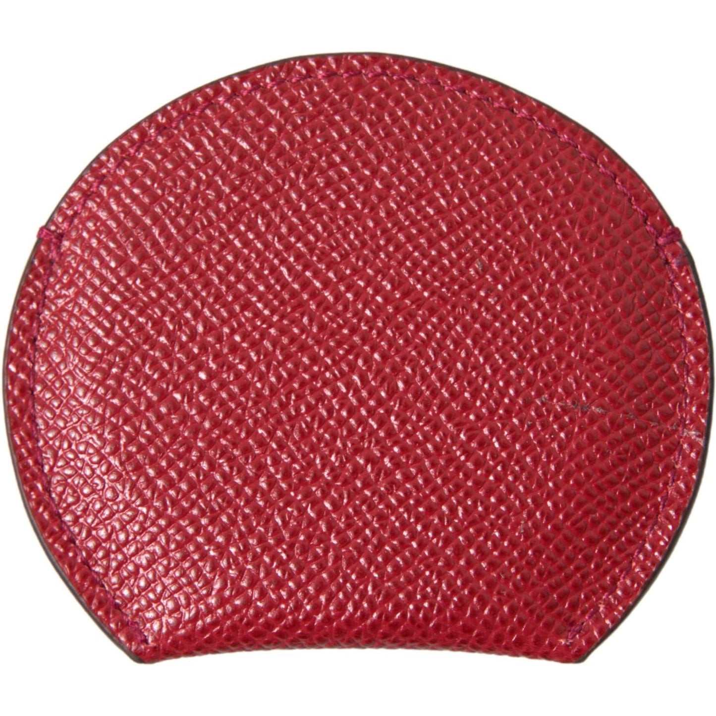 Dolce & Gabbana Red Calfskin Leather Round Hand Mirror Holder