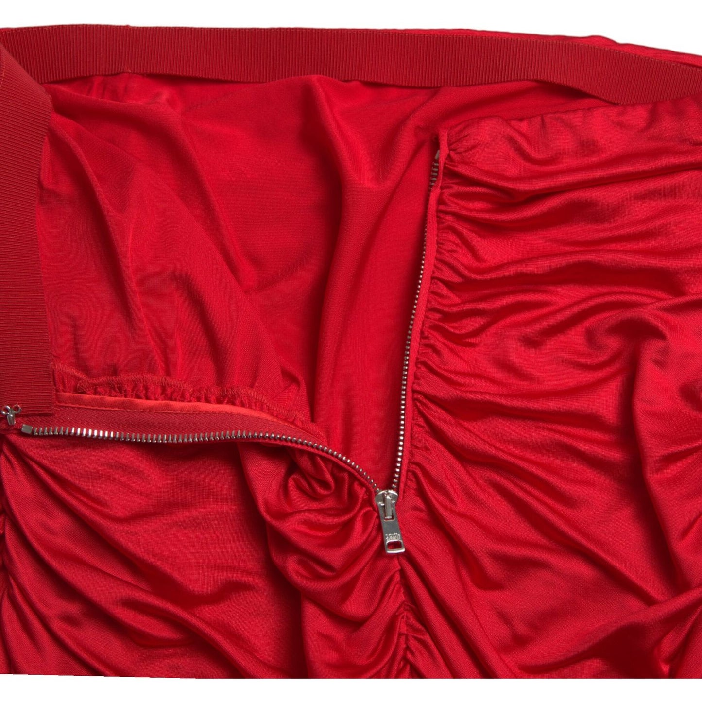 Dolce & Gabbana Red Viscose High Waist Fitted Pleated Skirt