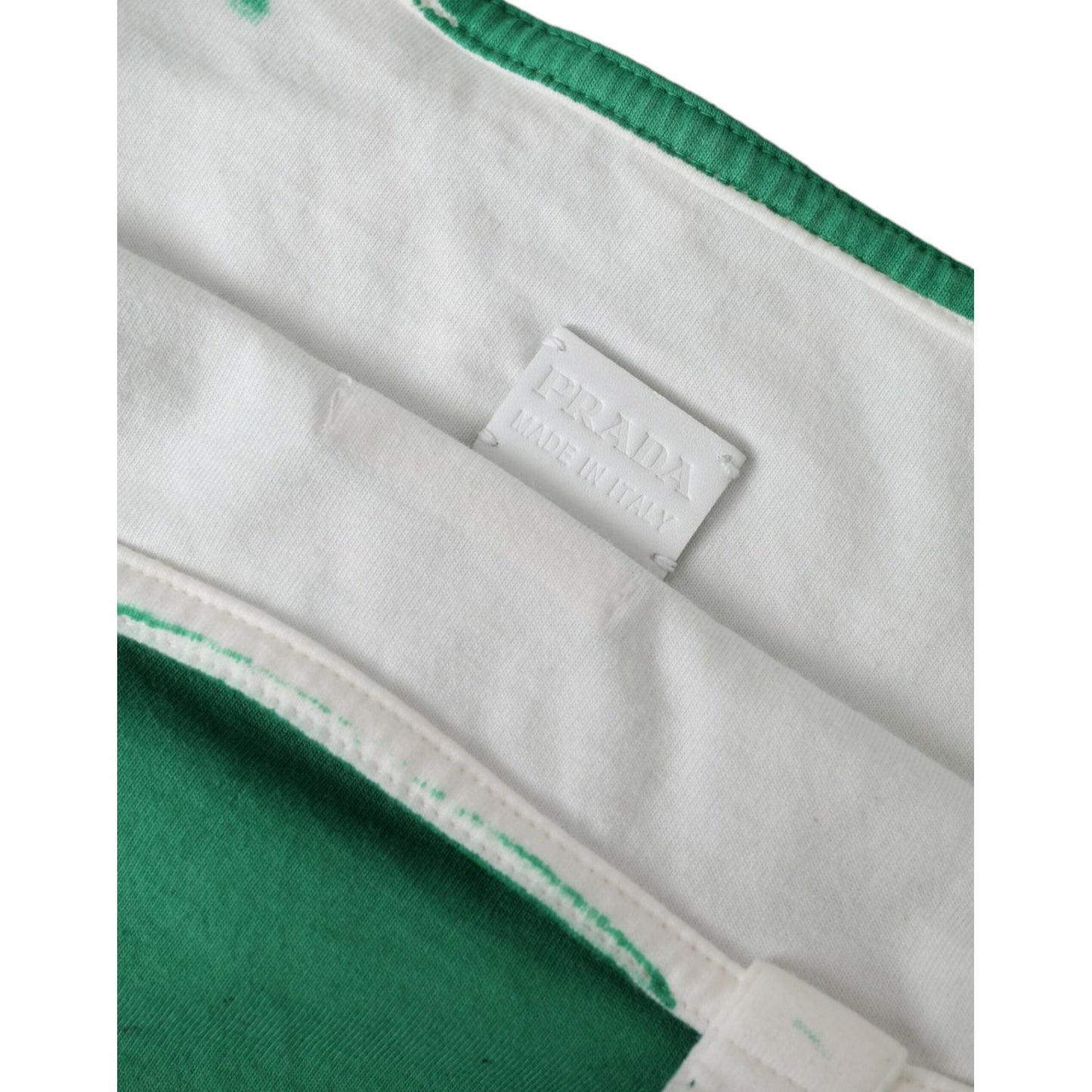 Prada Green Jersey Fabric Logo Shoulder Shopping Tote Shopping Bag