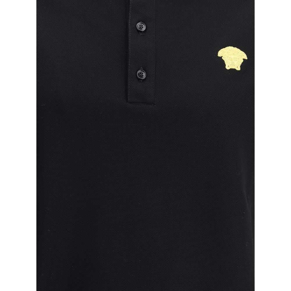 Versace Black Cotton Polo Shirt Versace