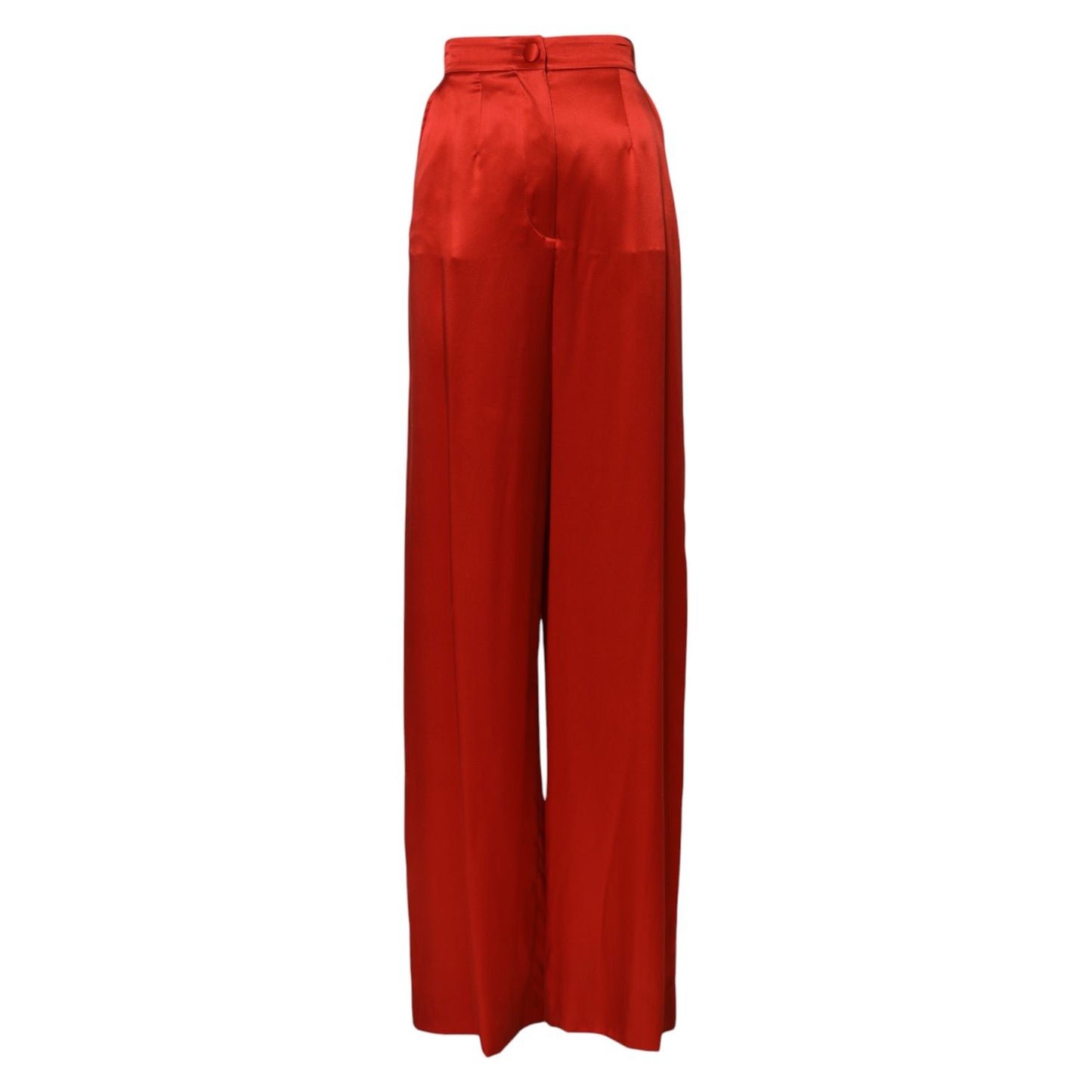 Dolce & Gabbana Red Satin High Waist Wide Leg Pants