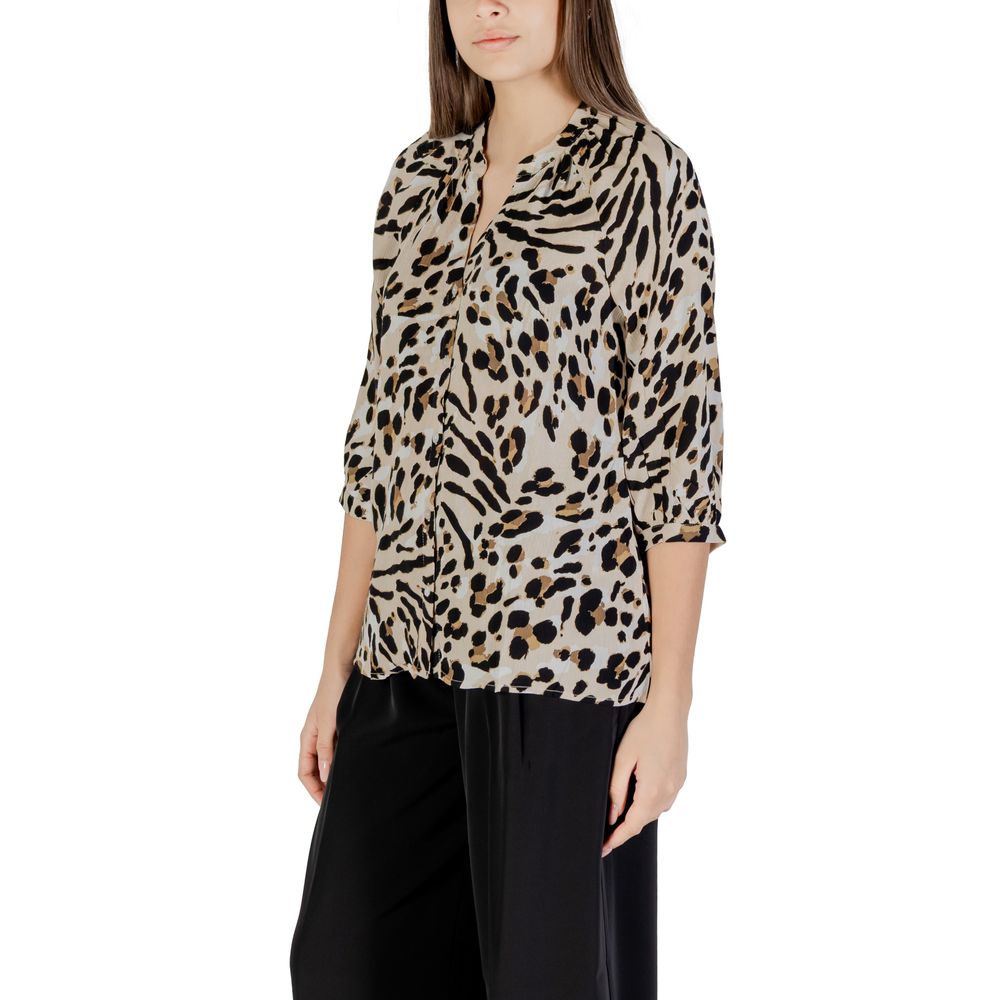 ICHI Beige Viscose Blouse ICHI