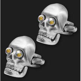 AMBROSINI JEWELS - GEMELLI ARGENTO 925° grandi teschio finitura bianca Cufflinks