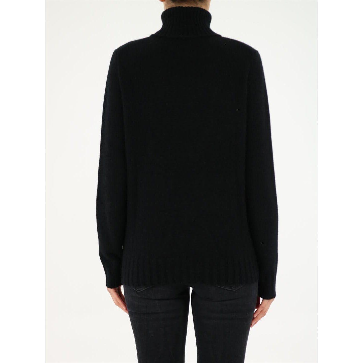 Allude Black Roll-Neck Cashmere Sweater ALLUDE