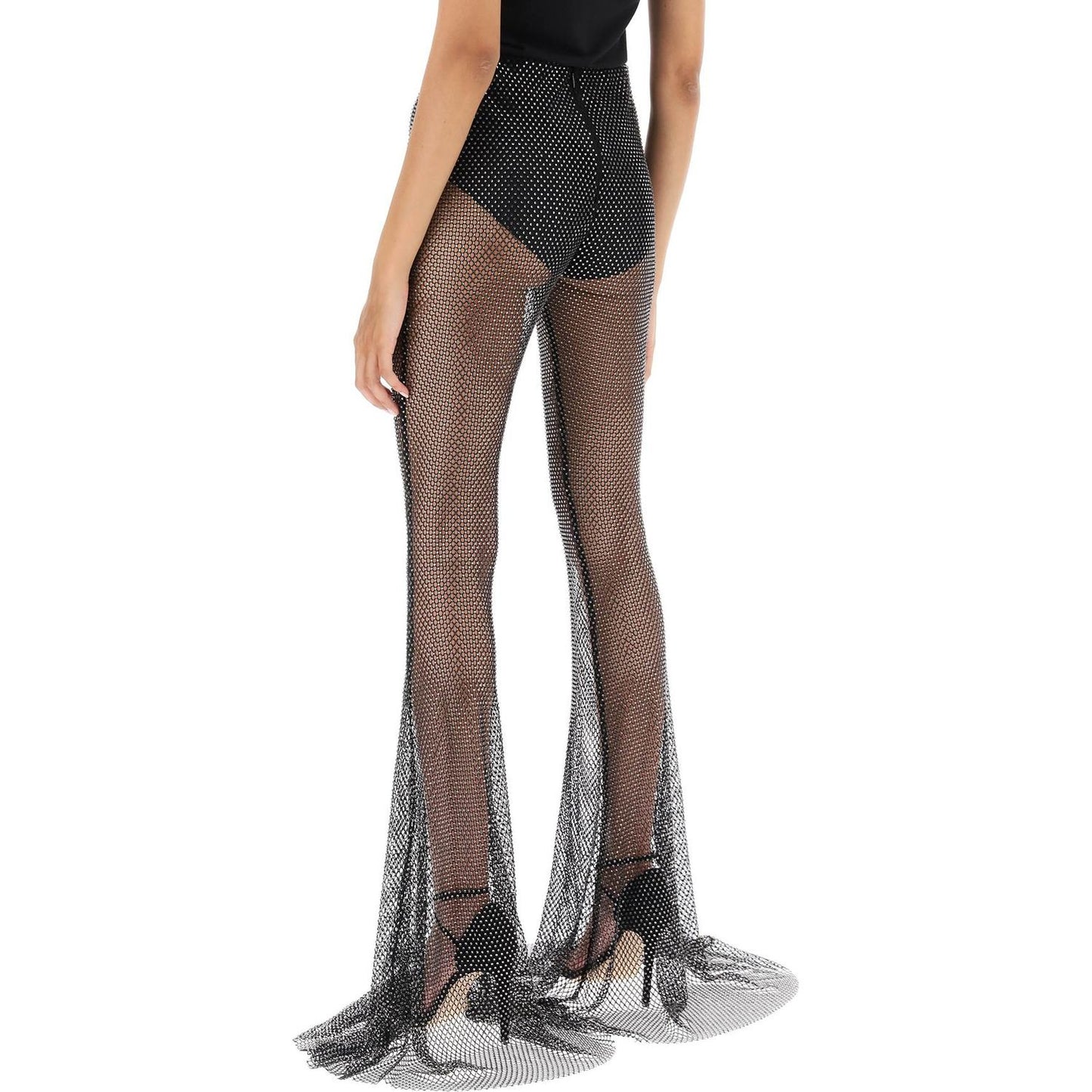 Giuseppe Di Morabito rhinestone-studded fishnet knit pants Trousers Giuseppe Di Morabito