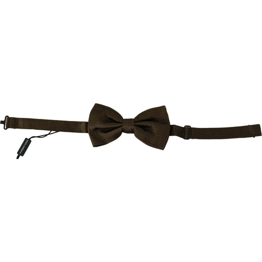 Dolce & Gabbana Brown Polka Dots Silk Adjustable Neck Papillon Men Bow Tie