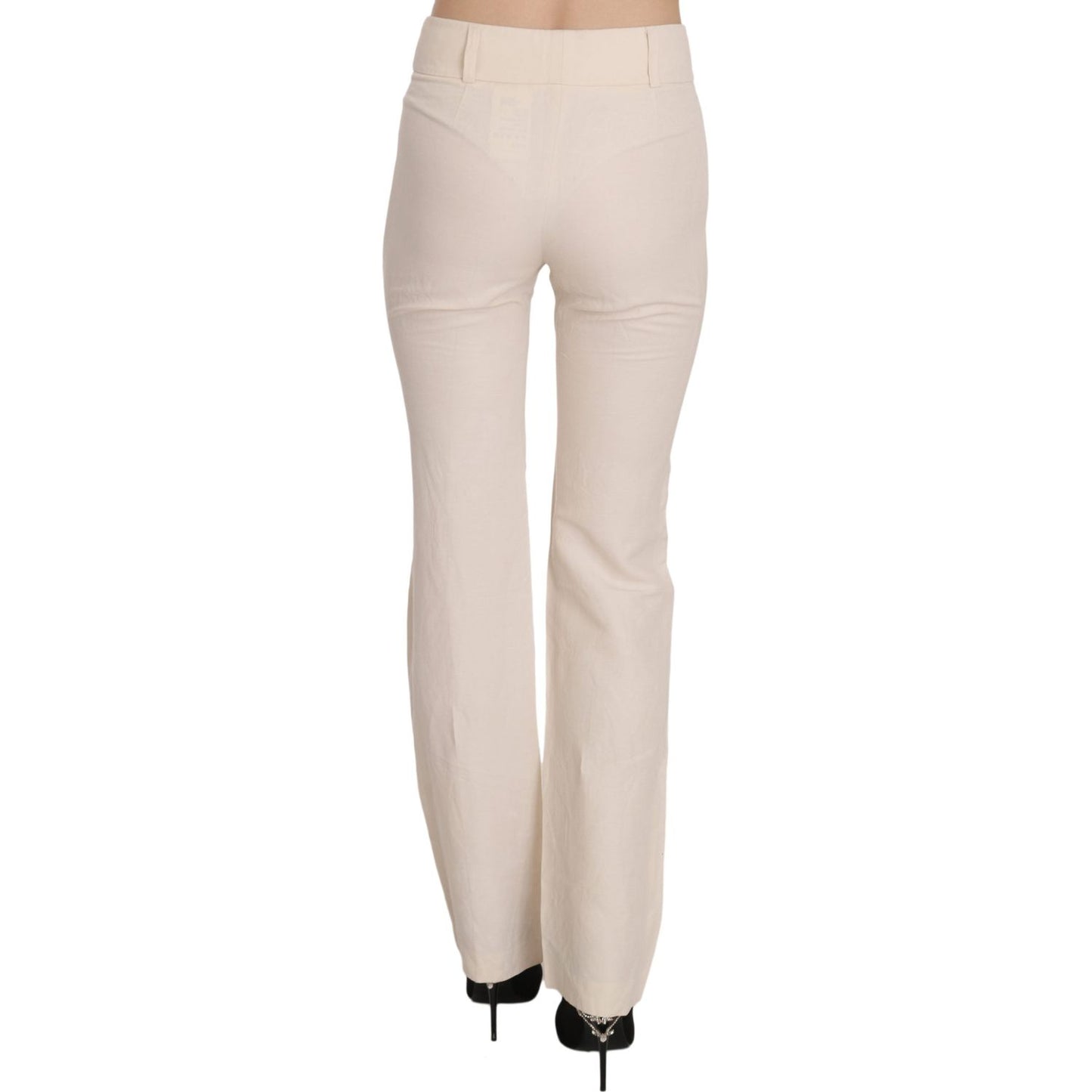 LAUREL White High Waist Silk Blend Flared Dress Trousers Pants LAUREL