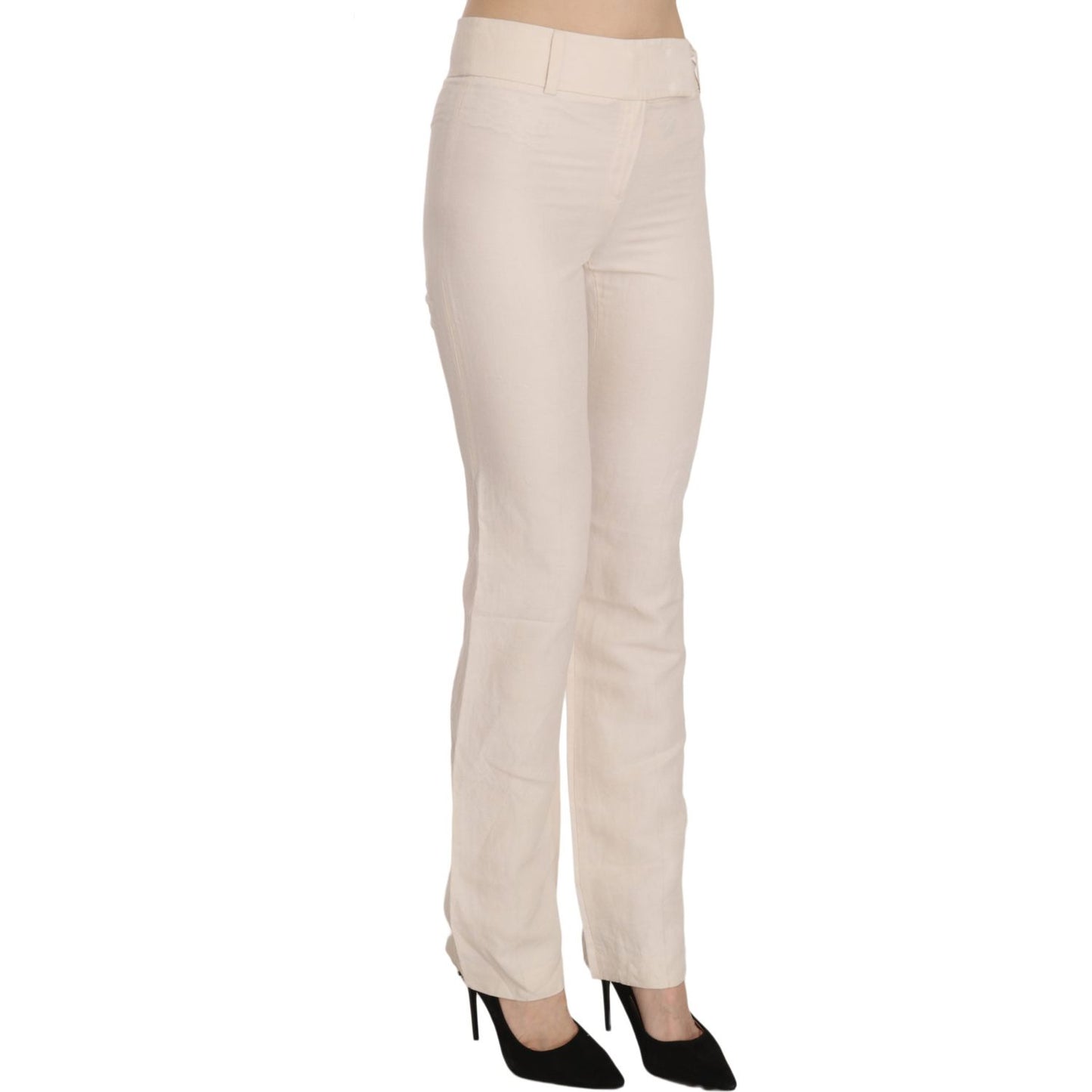 LAUREL White High Waist Silk Blend Flared Dress Trousers Pants LAUREL