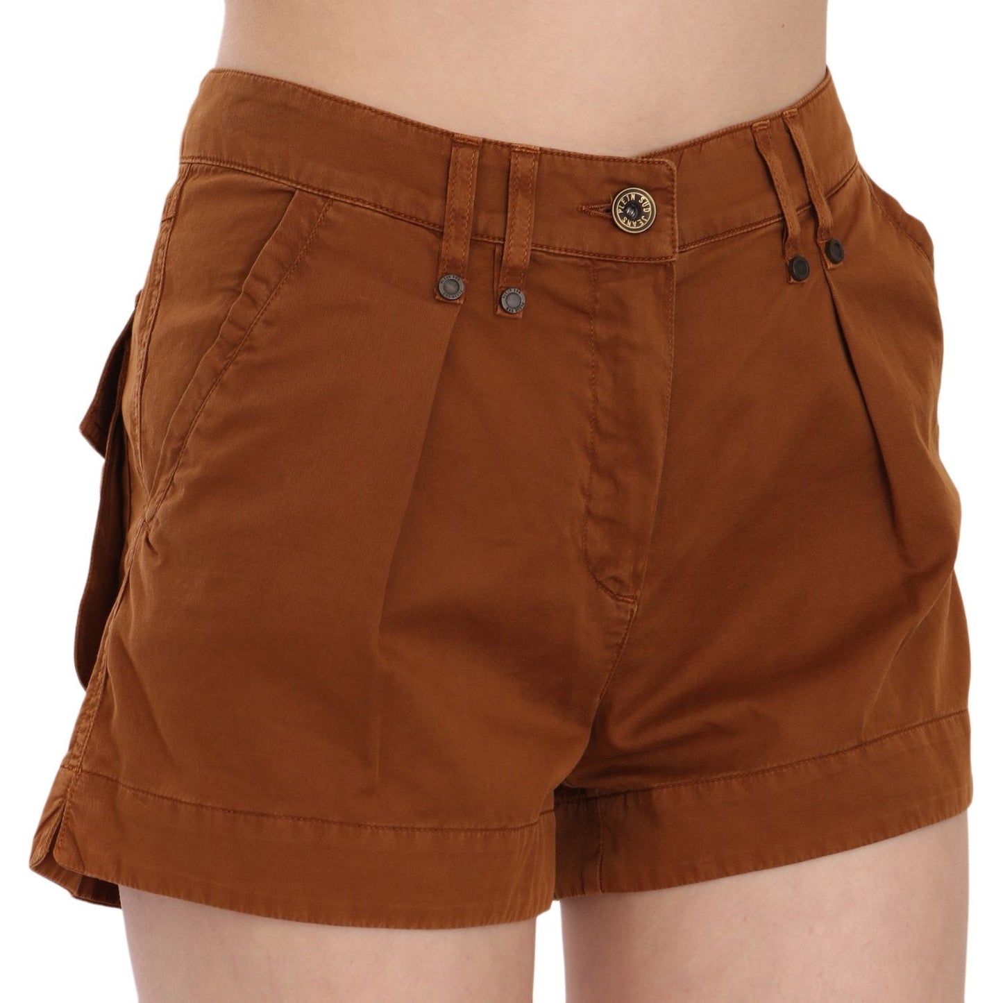 PLEIN SUD Chic Brown Mid Waist Mini Shorts PLEIN SUD