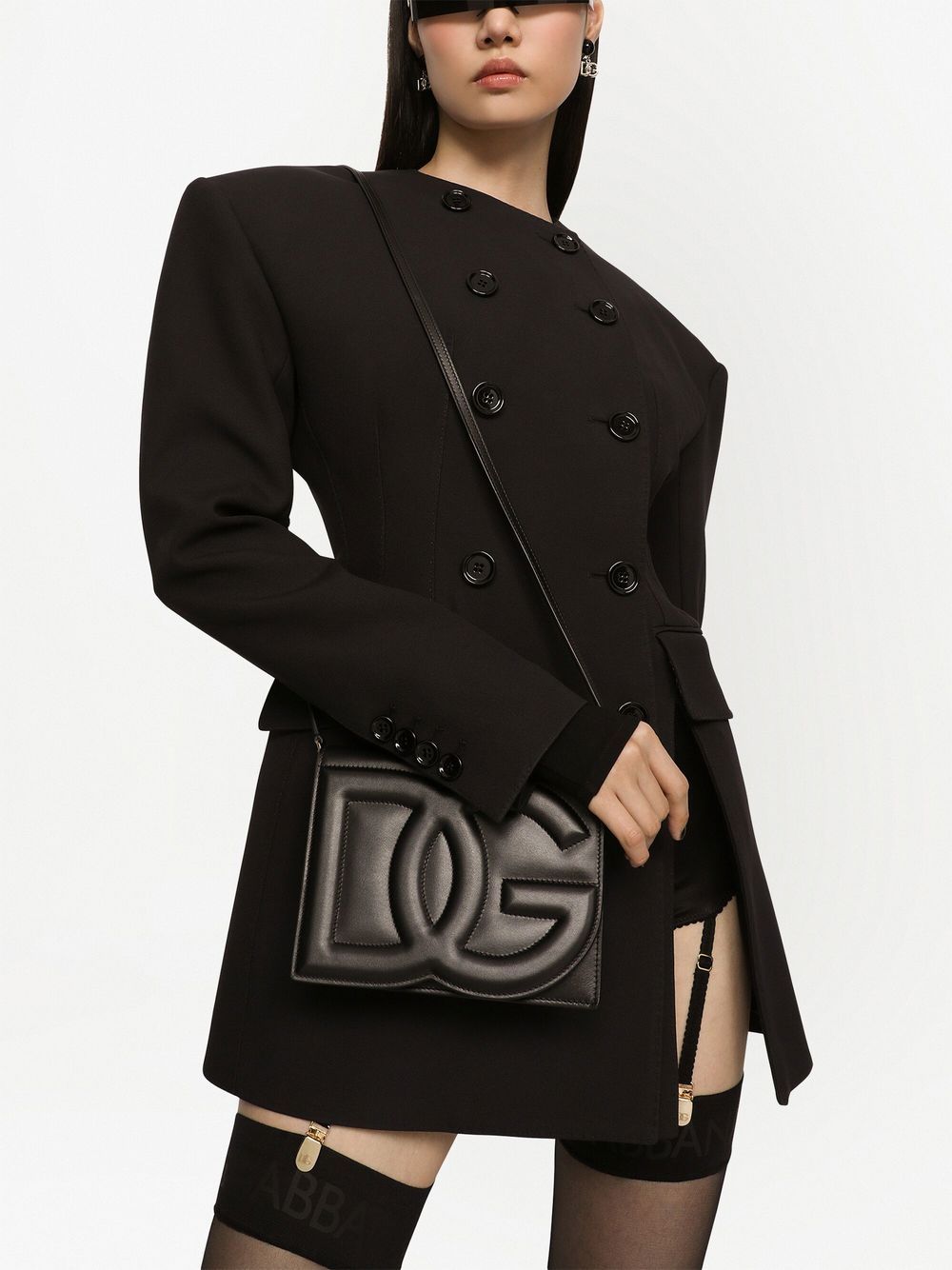 Dolce & Gabbana Black calf leather embossed logo Bag Shoulder Dolce & Gabbana