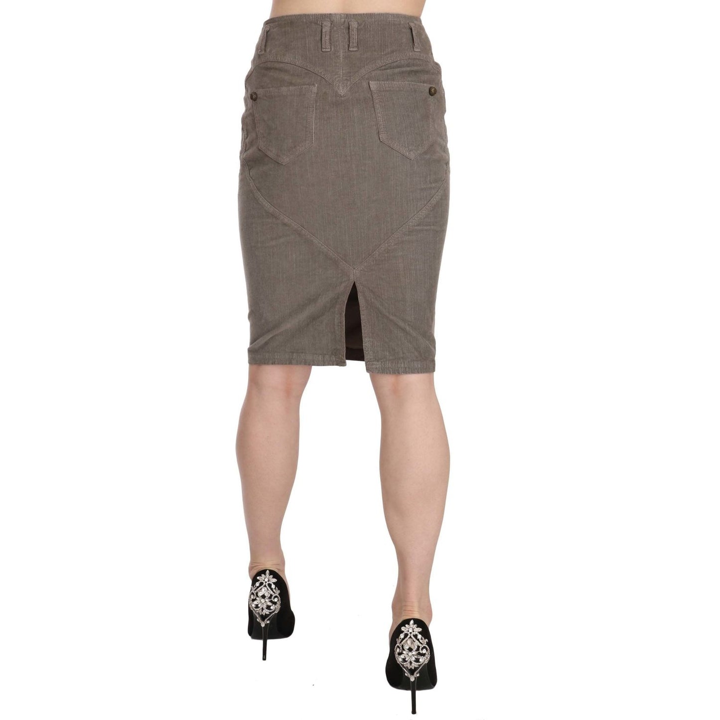 Just Cavalli Chic Gray Pencil Skirt with Logo Details Just Cavalli