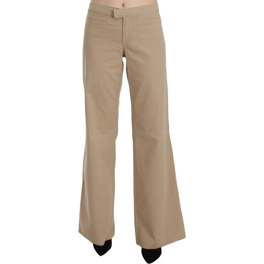 Just Cavalli Beige Mid Waist Flared Luxury Trousers Jeans & Pants Just Cavalli