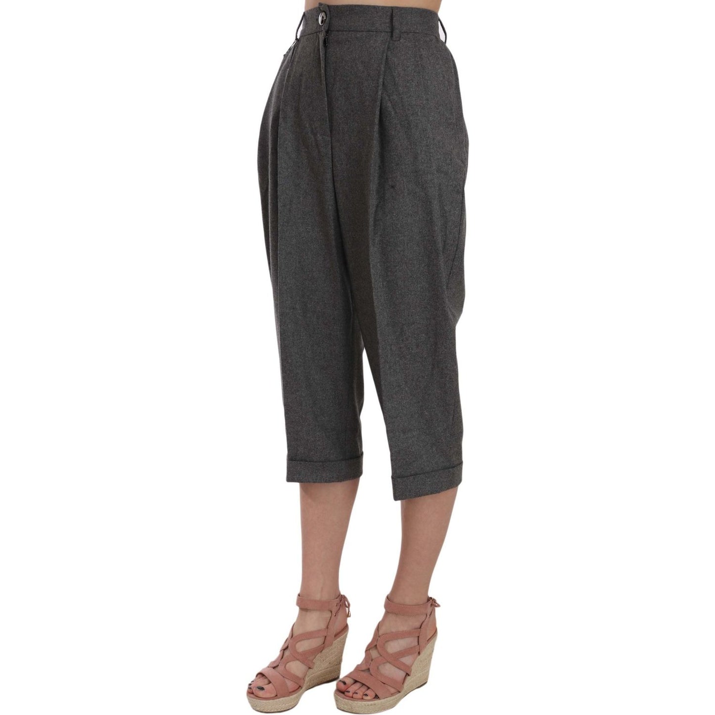 Dolce & Gabbana Elegant Gray Wool-Cashmere Pleated Trousers Dolce & Gabbana