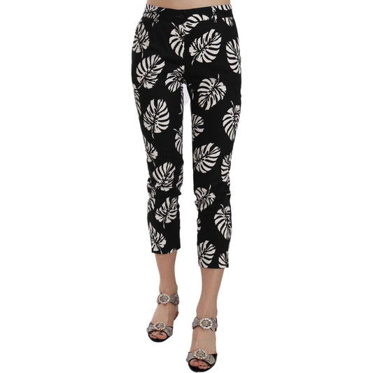 Dolce & Gabbana Black Palm Leaf Print Skinny Pants