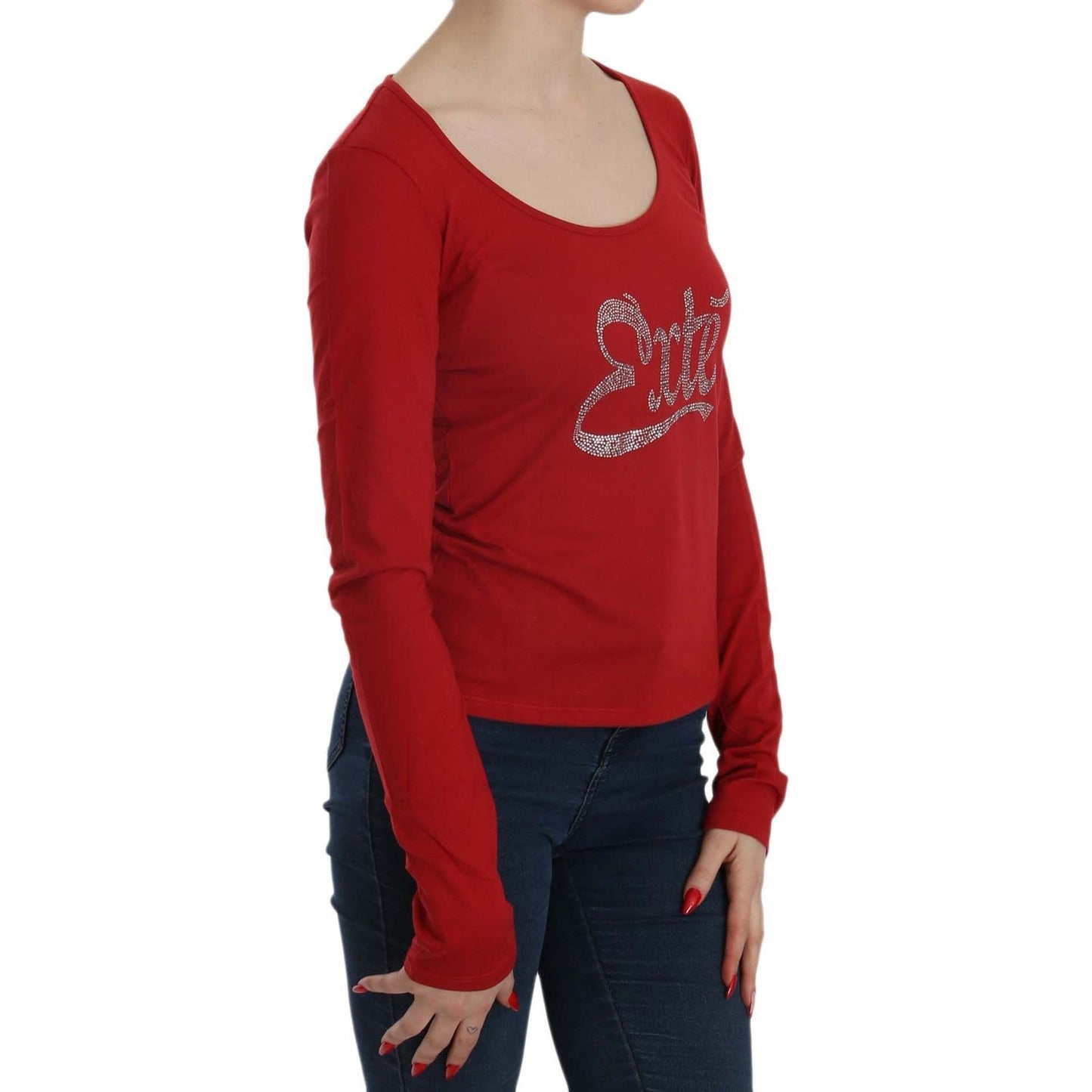 Exte Red Crystal Embellished Long Sleeve Blouse