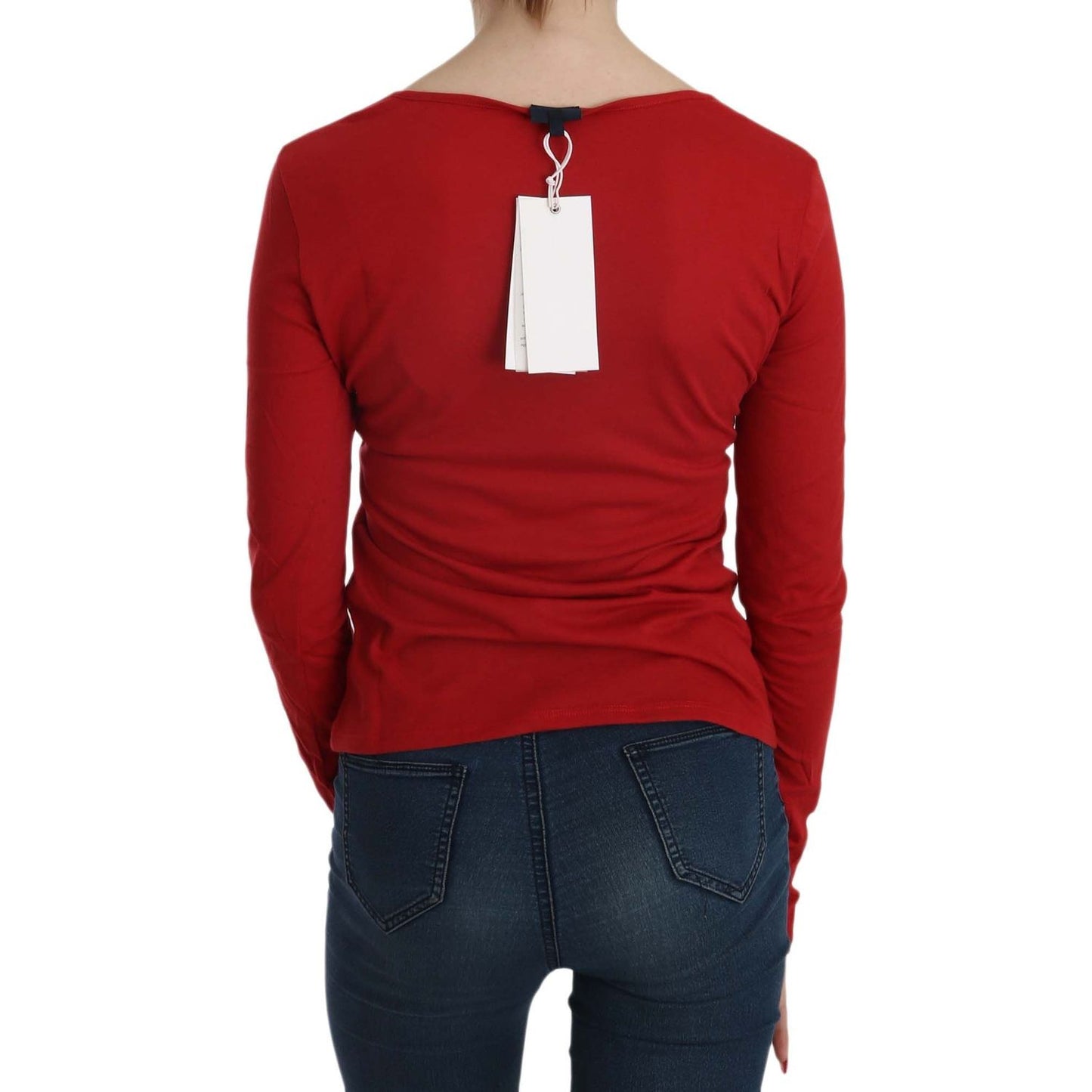 Exte Ravishing Red Crystal Embellished Blouse Exte