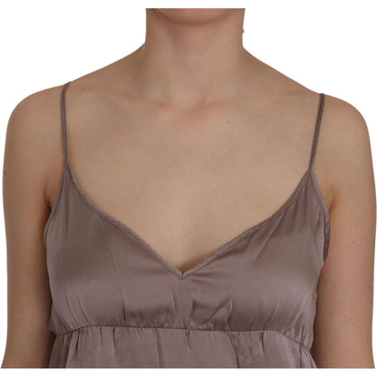 PINK MEMORIES Purple Spaghetti A-line Mini Silk Dress PINK MEMORIES