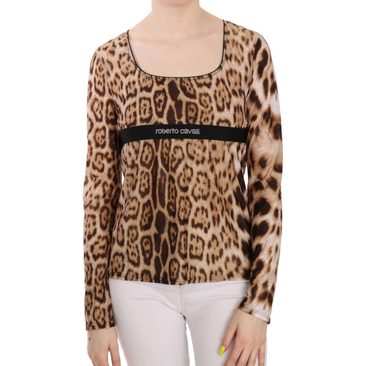 Roberto Cavalli Elegant Leopard Long Sleeve Top Roberto Cavalli