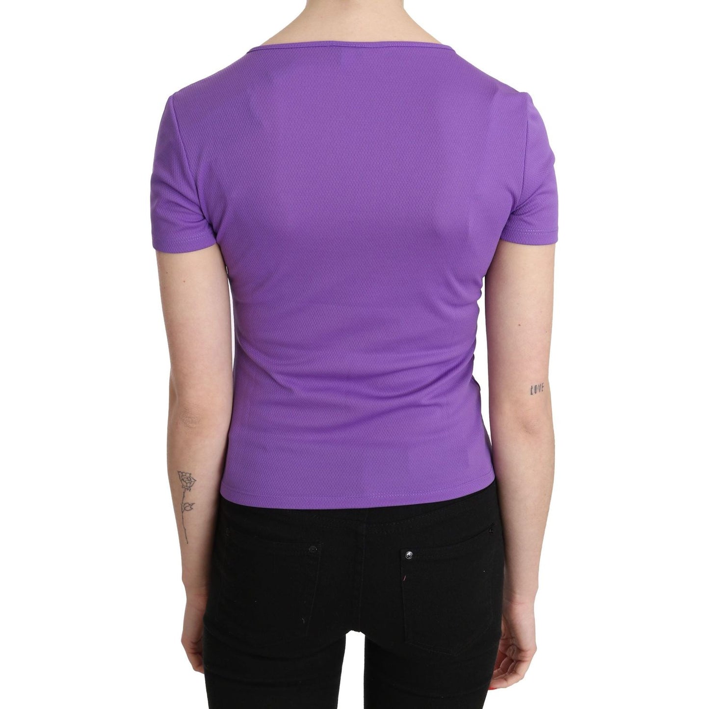 GF Ferre Purple 100% Polyester Short Sleeve Top Blouse GF Ferre