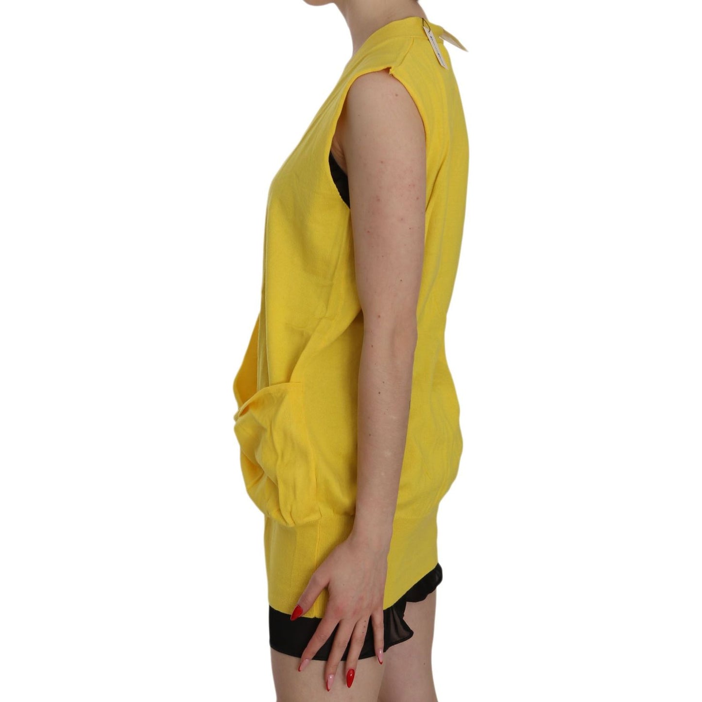 PINK MEMORIES Elegant Yellow Sleeveless Cotton Vest PINK MEMORIES