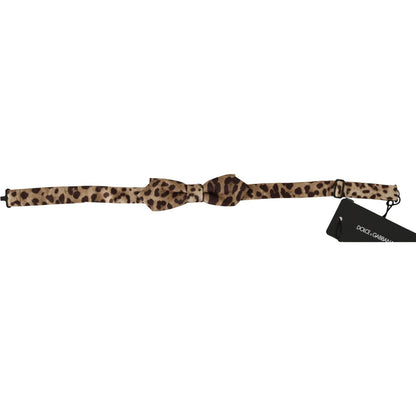 Dolce & Gabbana Brown Leopard Silk Adjustable Neck Papillon Men Bow Tie