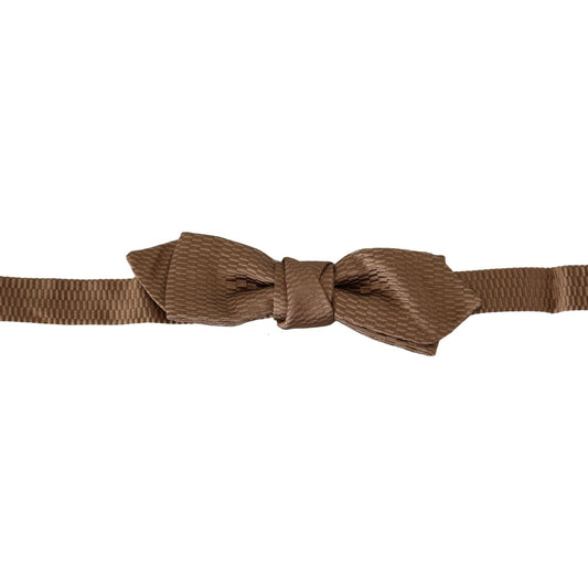 Dolce & Gabbana Men Brown Gold Adjustable Neck Papillon Bow Tie