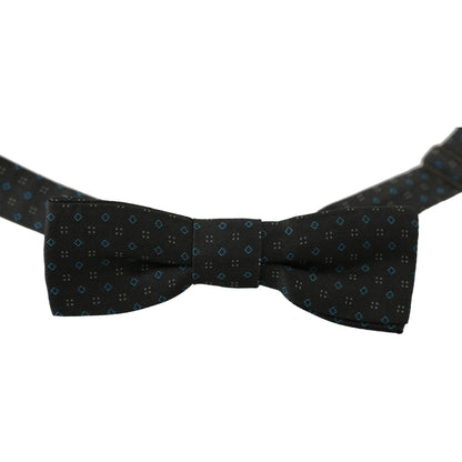 Dolce & Gabbana Men Gray Pattern Silk Adjustable Neck Papillon Bow Tie