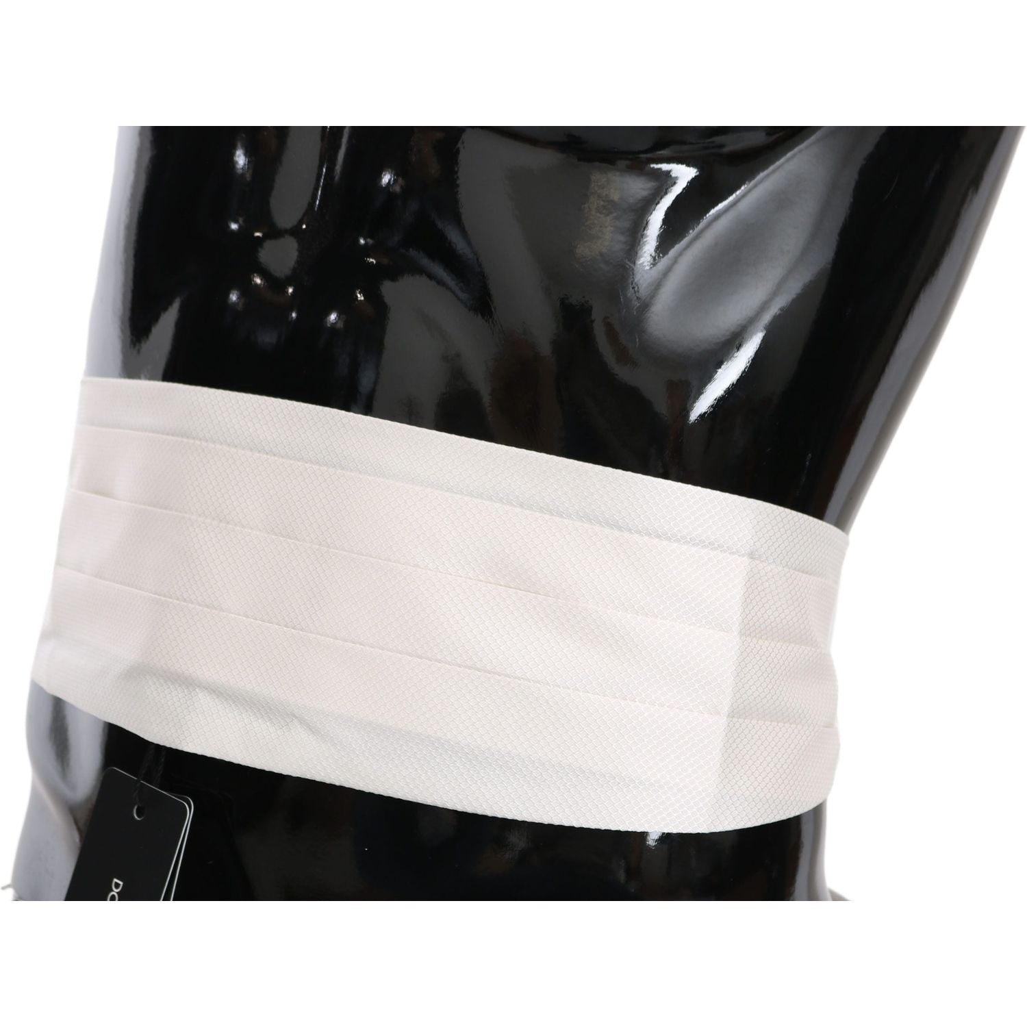 دولتشي آند غابانا حزام من الحرير الأبيض الأنيق