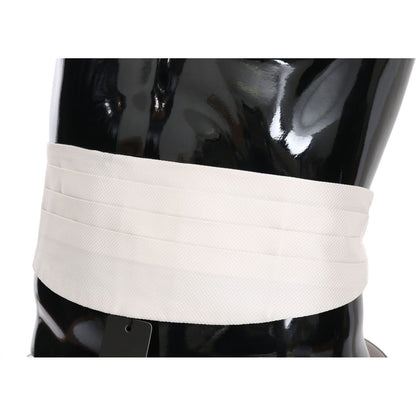 Dolce & Gabbana White Men Waist Belt 100% Silk Cummerbund