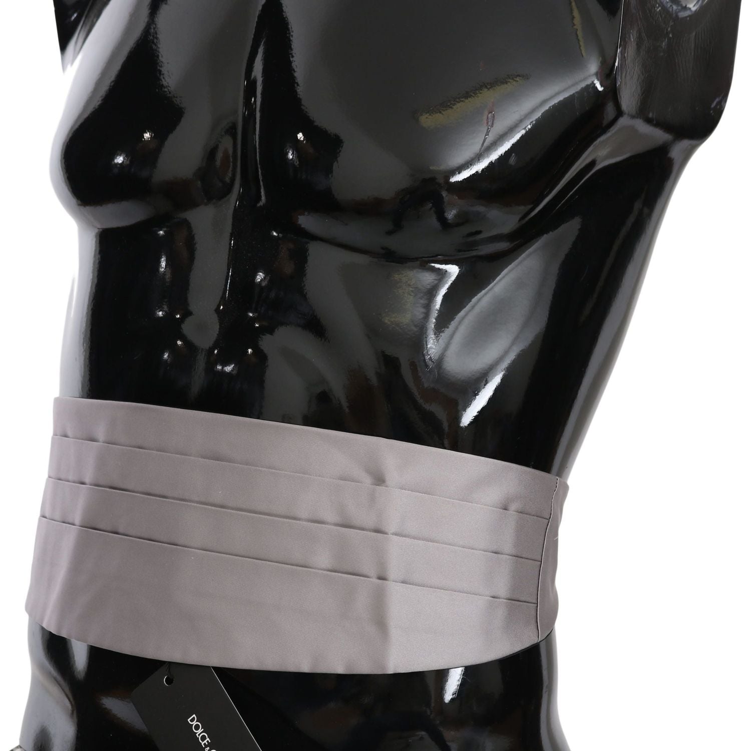 حزام حرير أنيق من دولتشي آند غابانا باللون الرمادي الأنيق