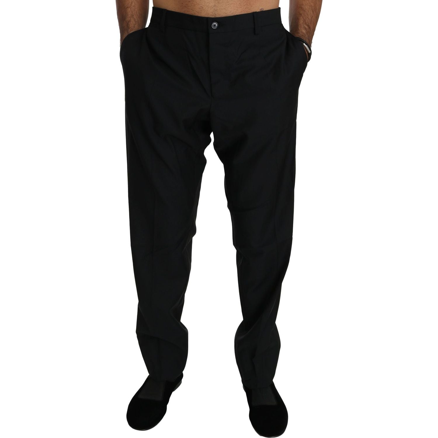 Dolce & Gabbana Black Dress Formal Trouser Men Wool Pants