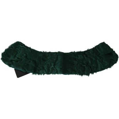 Dolce & Gabbana Green Fur Shoulder Collar Wrap Lambskin Scarf