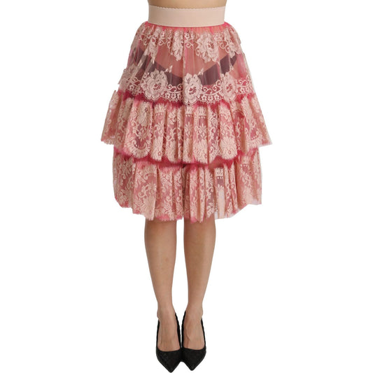 Dolce & Gabbana Elegant Pink Lace High-Waist Skirt Dolce & Gabbana