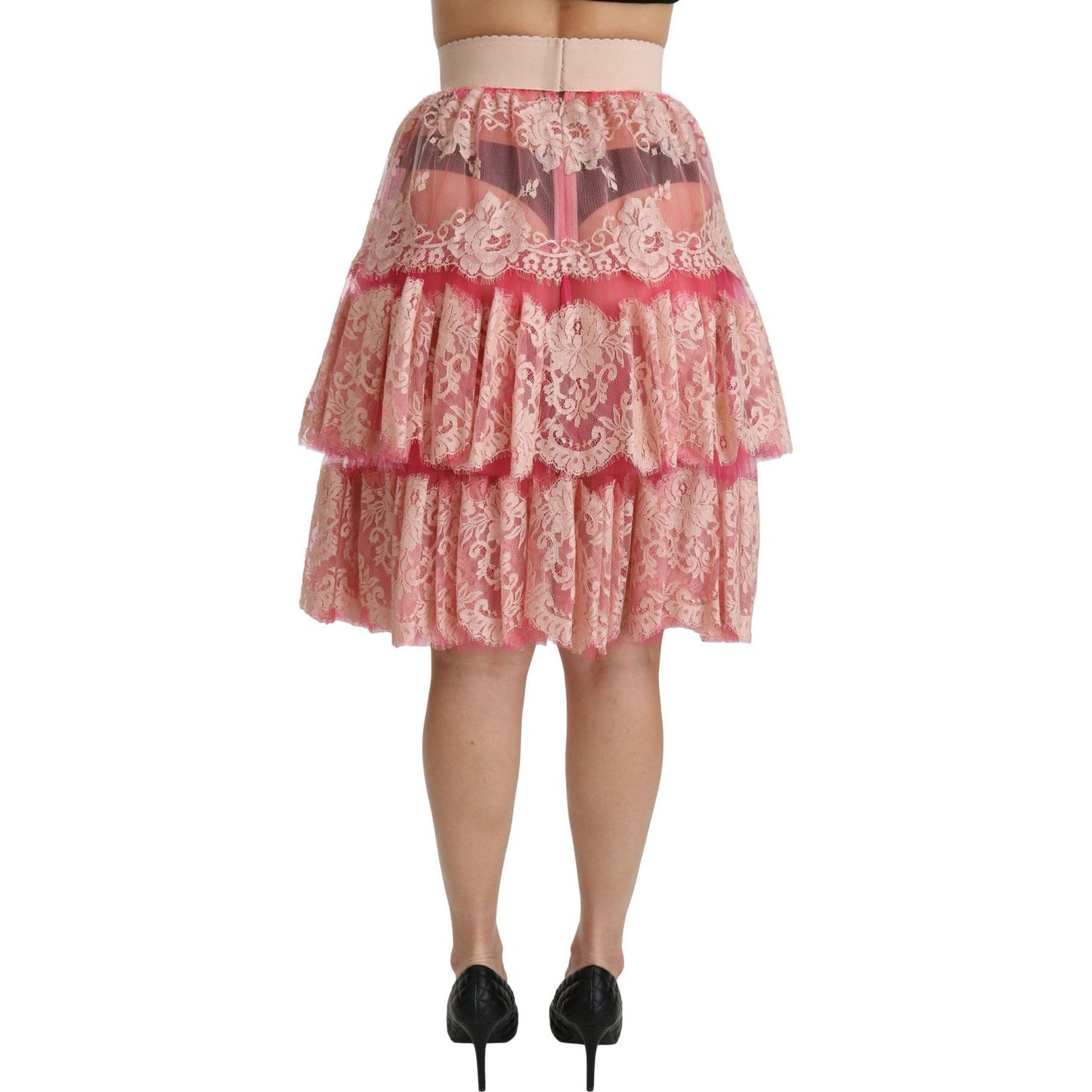 Dolce & Gabbana Elegant Pink Lace High-Waist Skirt Dolce & Gabbana