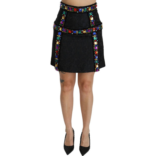 Dolce & Gabbana Elegant High-Waist Embellished Black Skirt Dolce & Gabbana