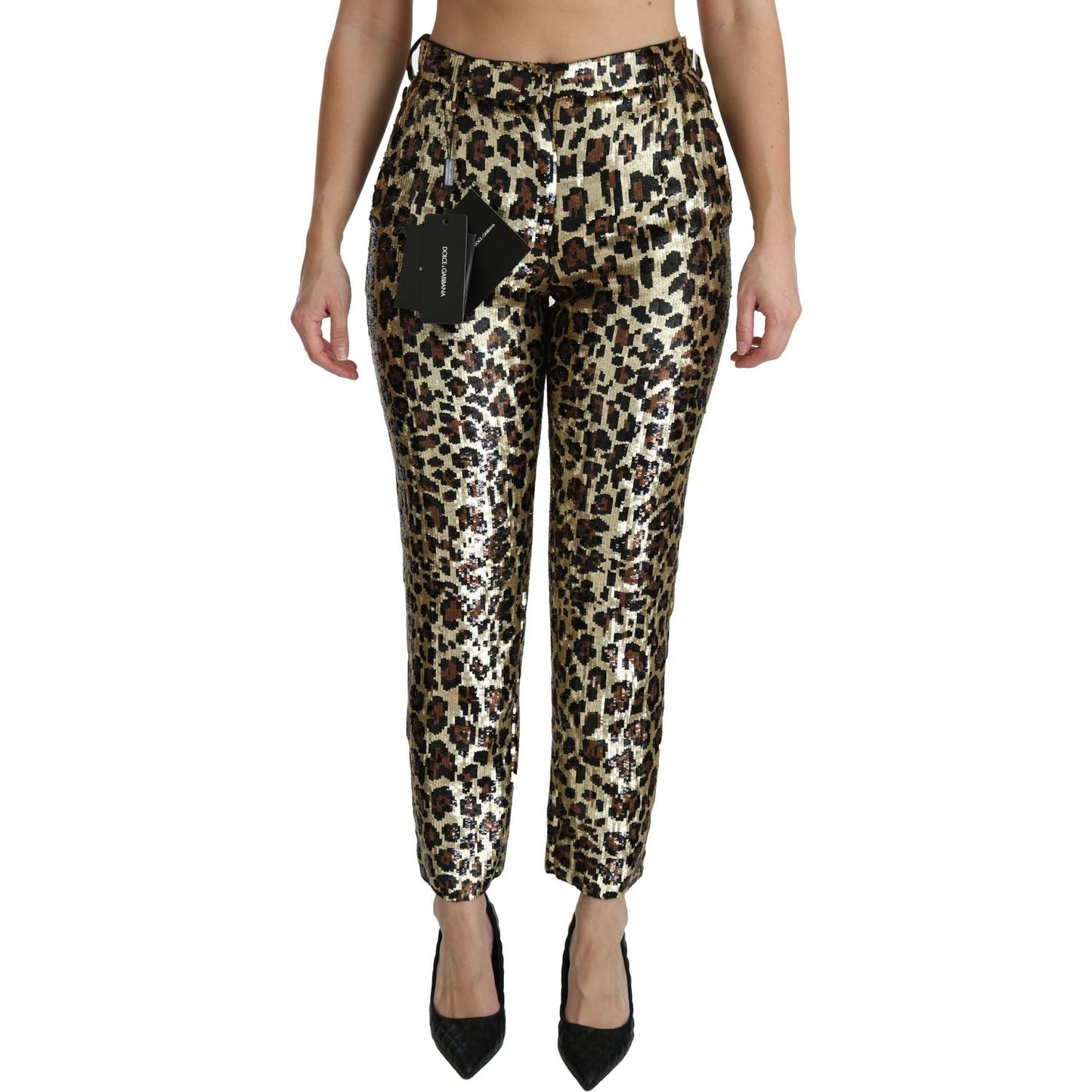 Dolce & Gabbana Chic High Waist Leopard Sequin Pants Dolce & Gabbana