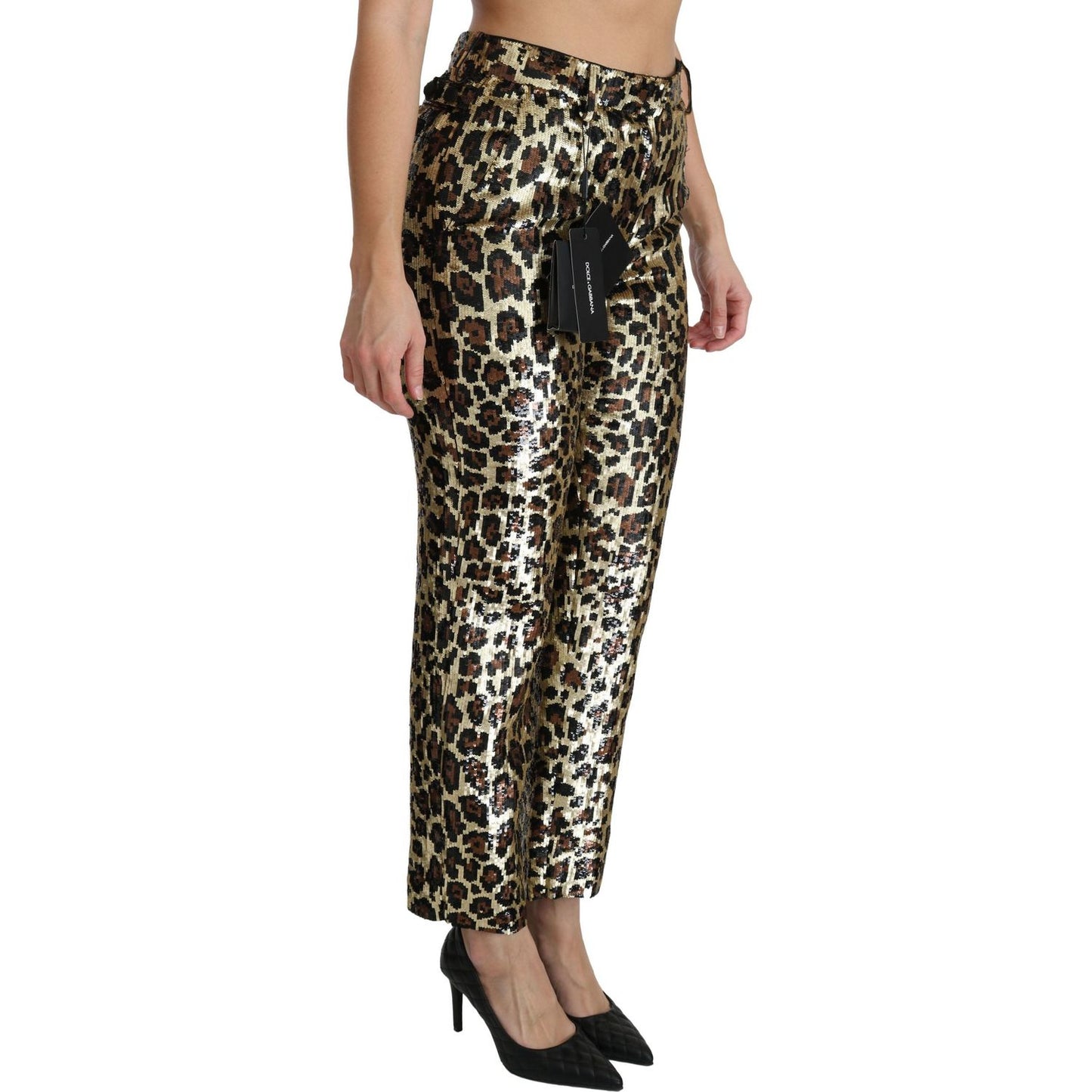 Dolce & Gabbana Chic High Waist Leopard Sequin Pants Dolce & Gabbana