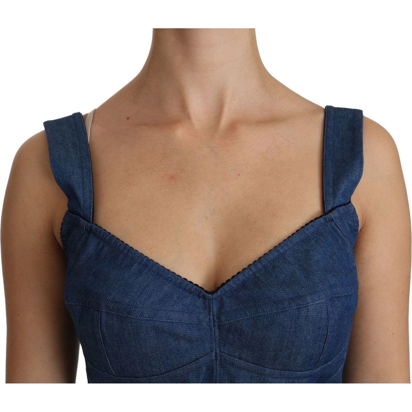 Dolce & Gabbana Elegant Sleeveless Bustier Top in Blue Dolce & Gabbana