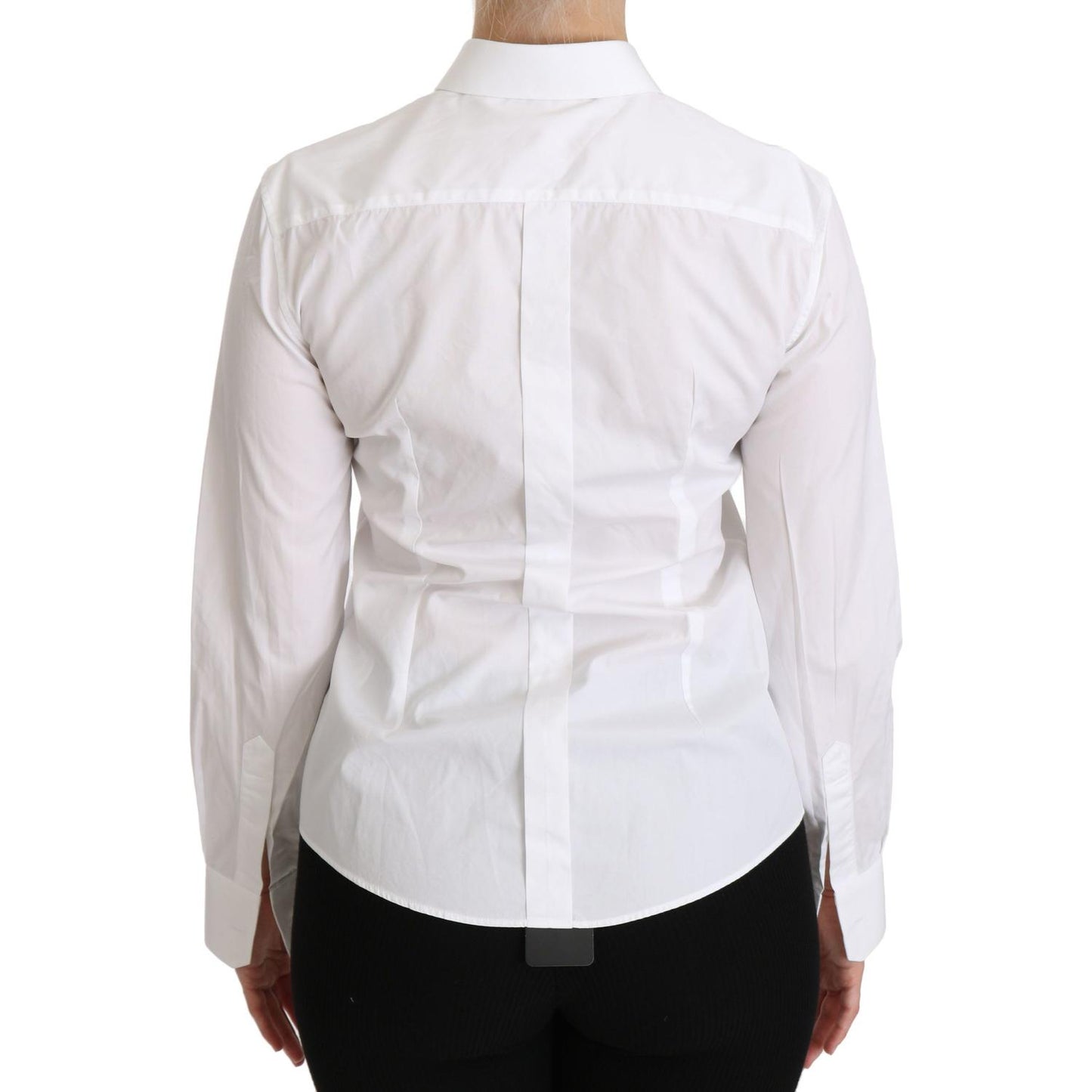 Dolce & Gabbana Elegant White Collared Long Sleeve Polo Top Dolce & Gabbana