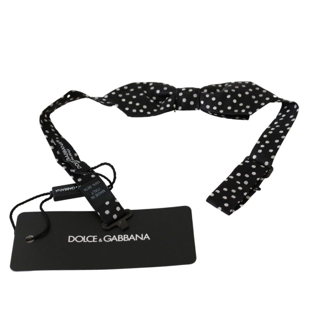 Dolce & Gabbana Black Polka Dots Mens Necktie Papillon 100% Silk Bow Tie