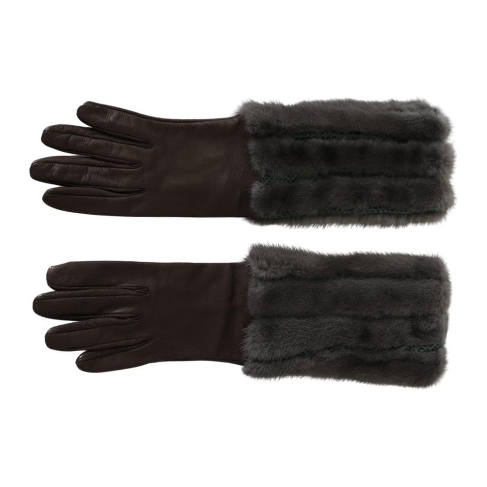 Dolce & Gabbana Elegant Mid-Arm Leather Gloves in Brown Dolce & Gabbana