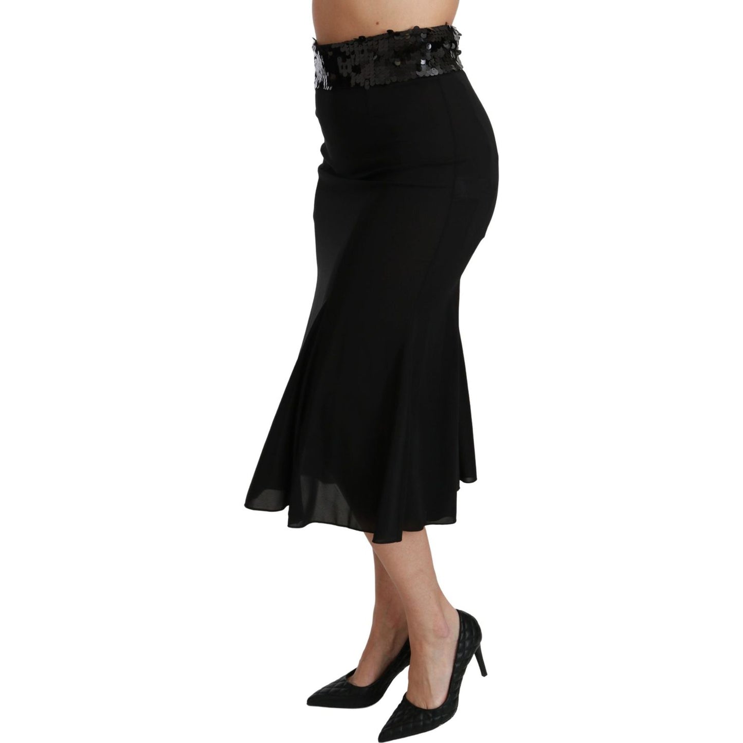 Dolce & Gabbana Elegant High Waist Sequin Black Skirt Dolce & Gabbana