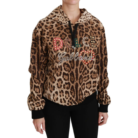 Dolce & Gabbana Elegant Leopard Print Hooded Sweater Dolce & Gabbana