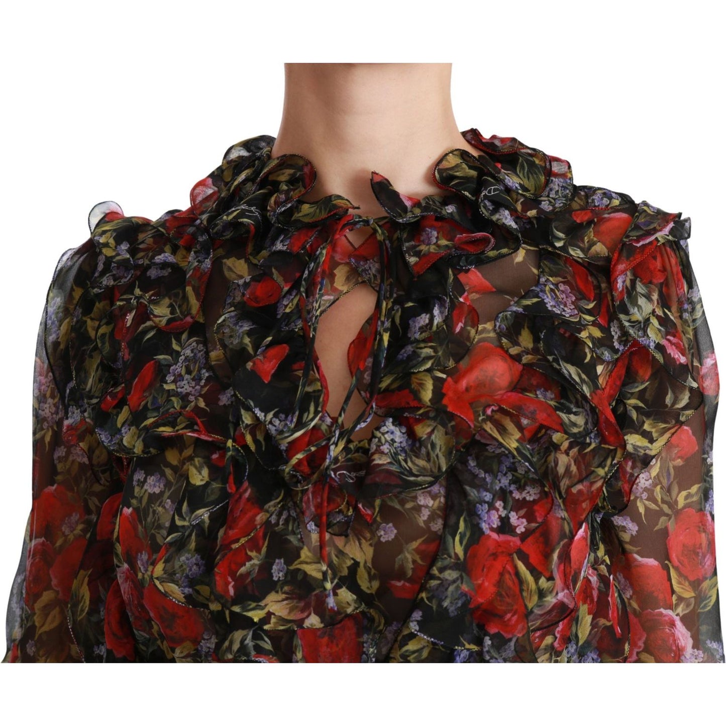 Dolce & Gabbana Elegant Floral Silk Long Sleeve Blouse Dolce & Gabbana