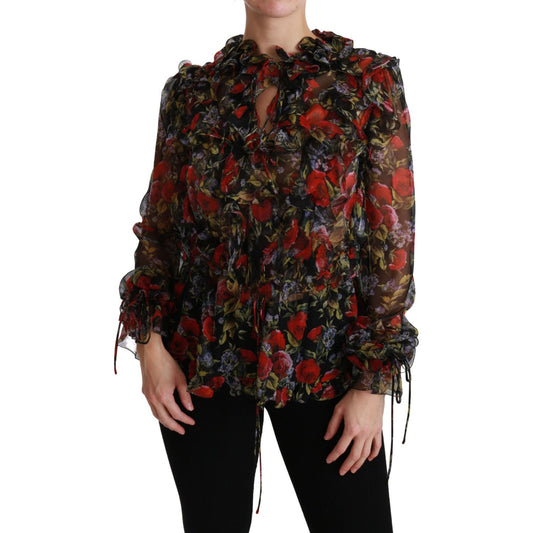 Dolce & Gabbana Elegant Floral Silk Long Sleeve Blouse Dolce & Gabbana