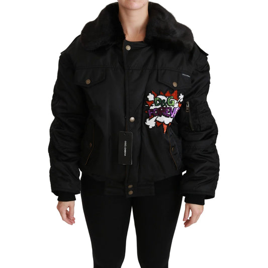 Dolce & Gabbana Elegant Black Bomber Jacket with Detachable Features Dolce & Gabbana