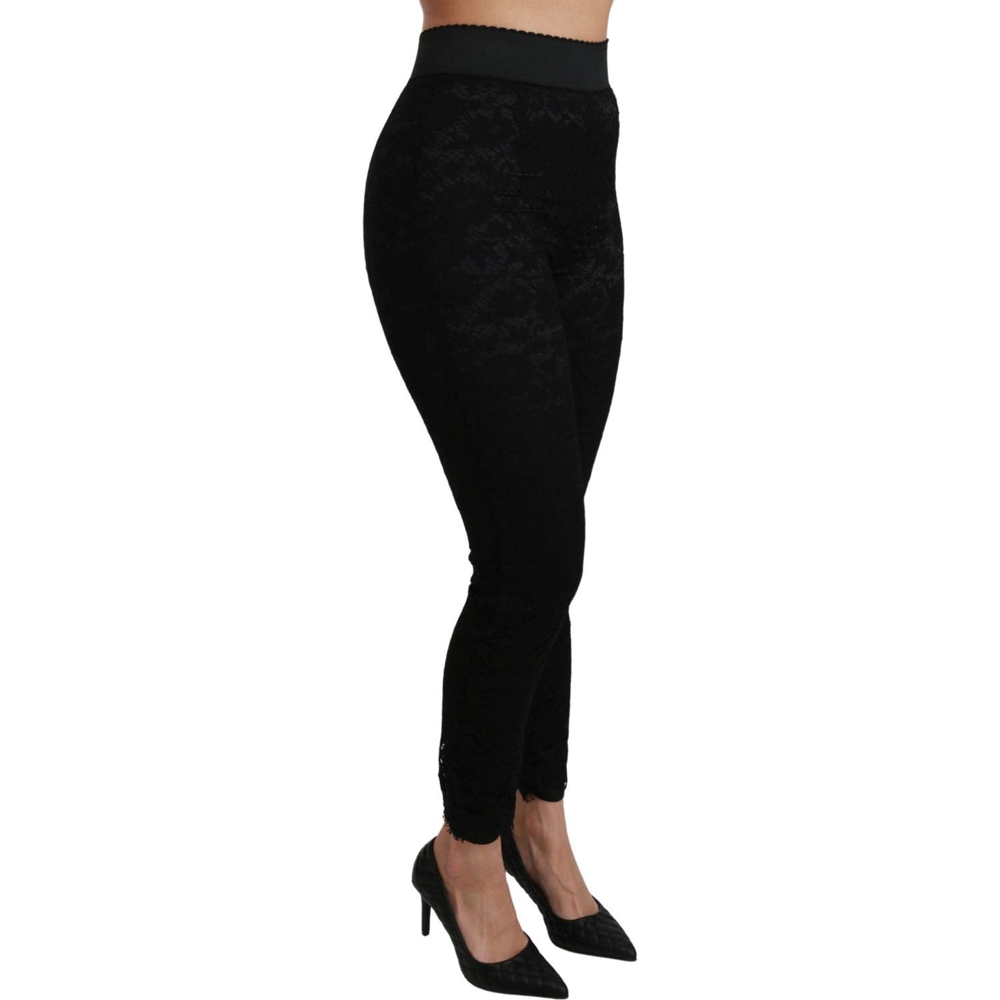 Dolce & Gabbana Elegant High Waist Lace Pants Jeans & Pants Dolce & Gabbana